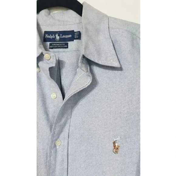 Vintage Ralph Lauren button up shirt mens size‎ 16-32 100% cotton light blue - Picture 2 of 5